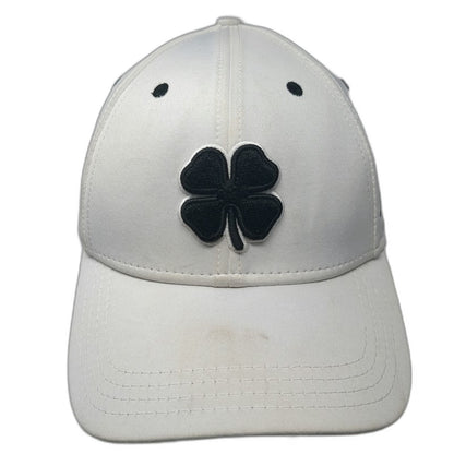 Black Clover Baseball Cap White XL Live Lucky Fitted Clover Embroidered Golf Hat