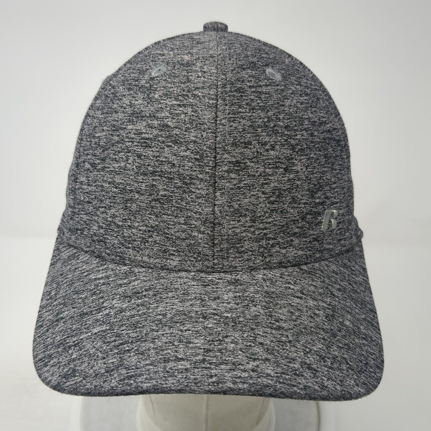 Russell Fitted Hat Gray Medium Embroidered Logo Stretch Vent Holes