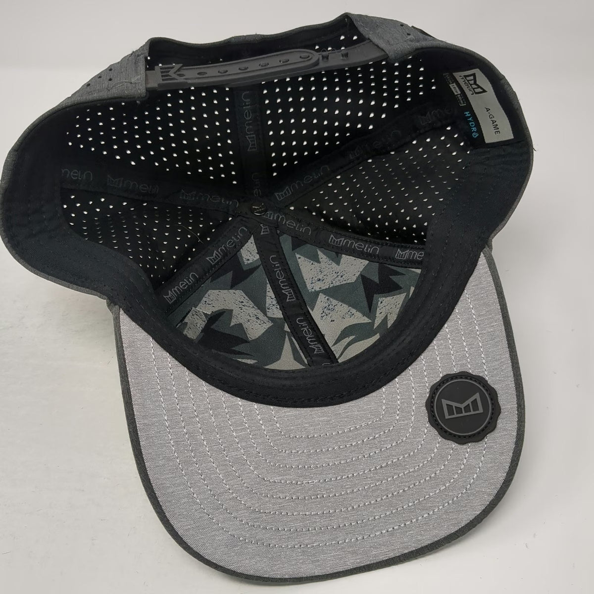 Melin Gray OSFM Trucker Hat Hydro A-Game Snapback Performance Camo Under Brim