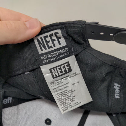 Neff Patch Snapback Hat Black One Size Adjustable Solid Vent Holes