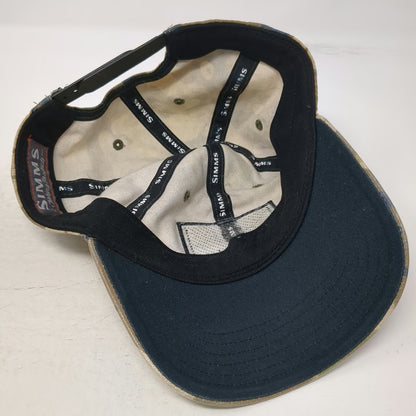 Simms Snapback Beige One Size Camo Fishing Hat Bozeman Montana Patch Logo