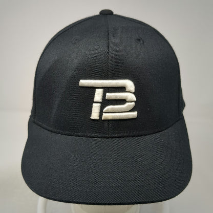 210 Fitted Baseball Cap Black 7 5/8 TB12 Logo Raised Embroidery Structured Hat