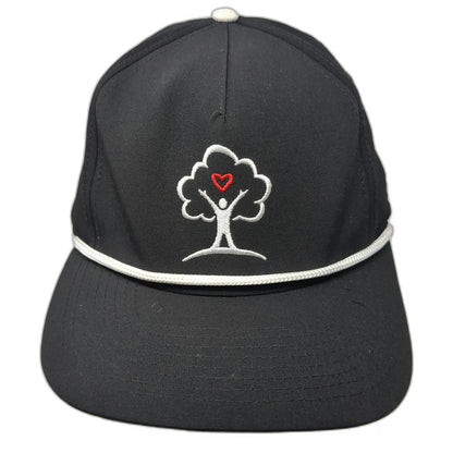 Pins & Aces 5 Panel Black One Size Hat Freedom Youth Tree Heart Rope Snapback