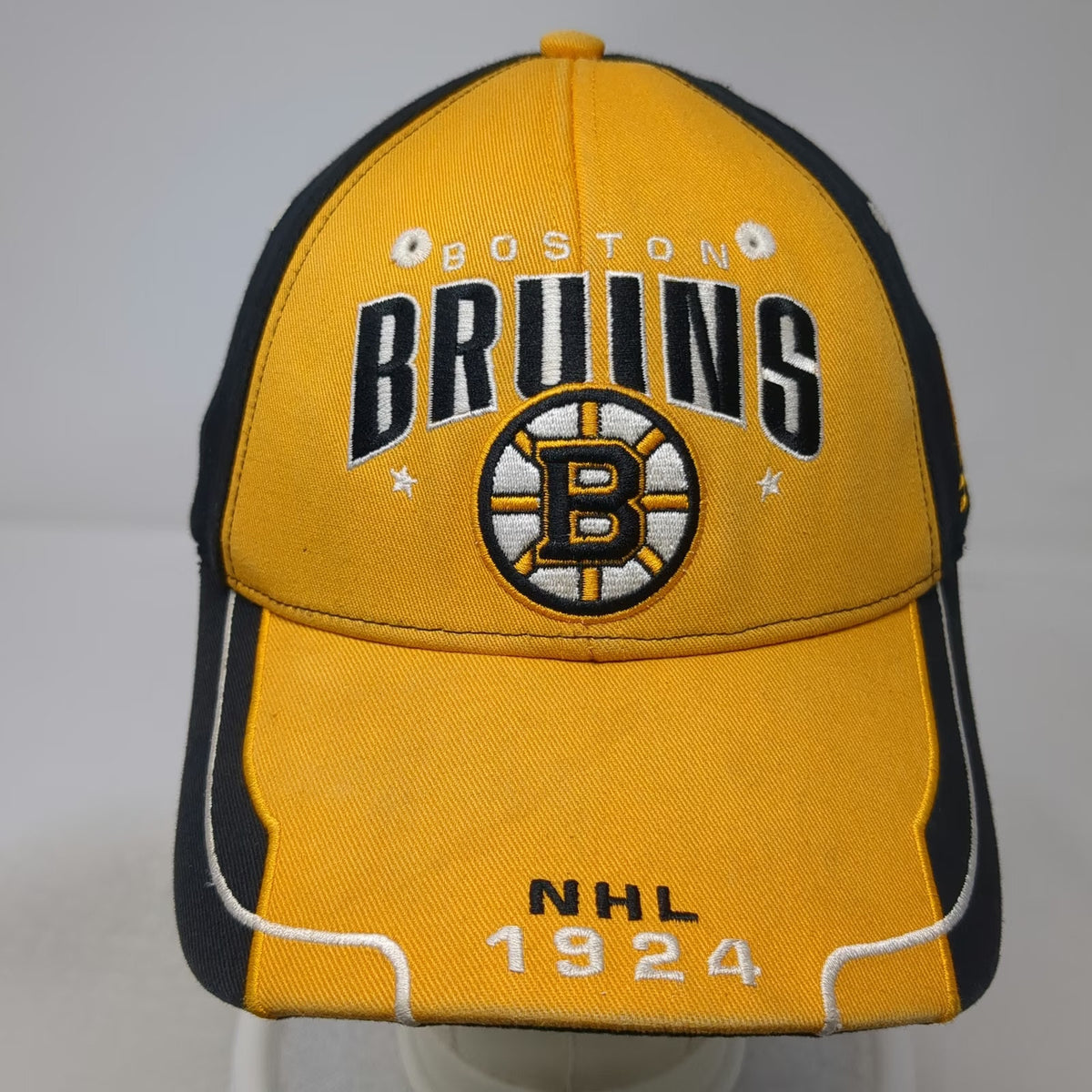 Boston Bruins NHL Old Time Hockey Baseball Cap Yellow Black One Size Logo 1924