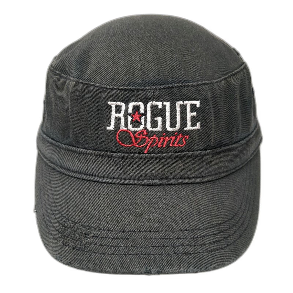 District Threads Army Cap Gray One Size Rogue Spirits Distressed Cotton Logo Hat