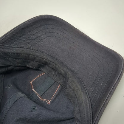 Abercrombie & Fitch Baseball Cap Blue One Size Leather Strapback Camel Patch Hat
