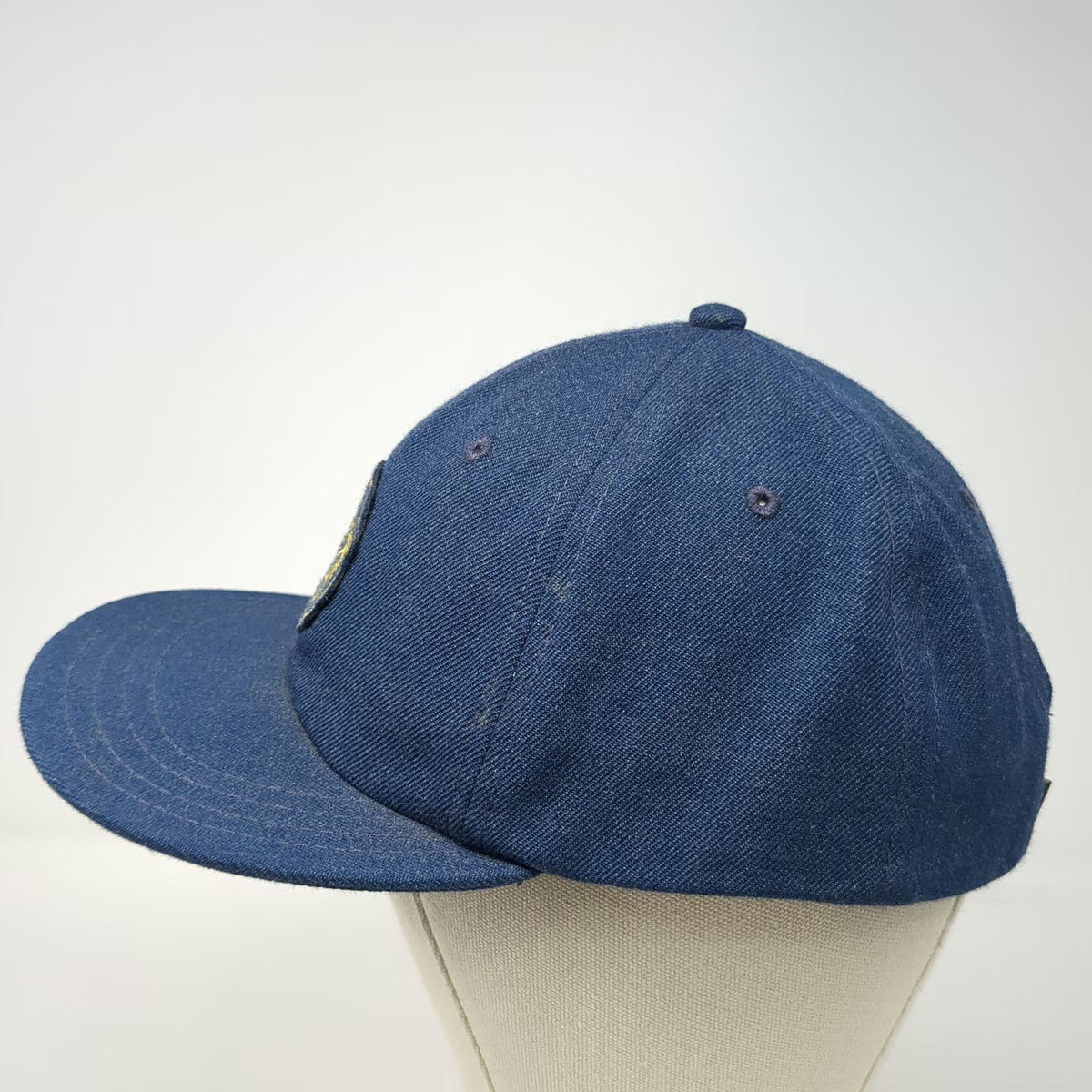 Vans Baseball Cap Blue One Size Slideback Logo Patch Wool Blend 6 Panel Hat