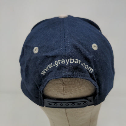 GrayBar Men's Snapback Hat Blue Gray Size OSFA Embroidered Logo Cotton