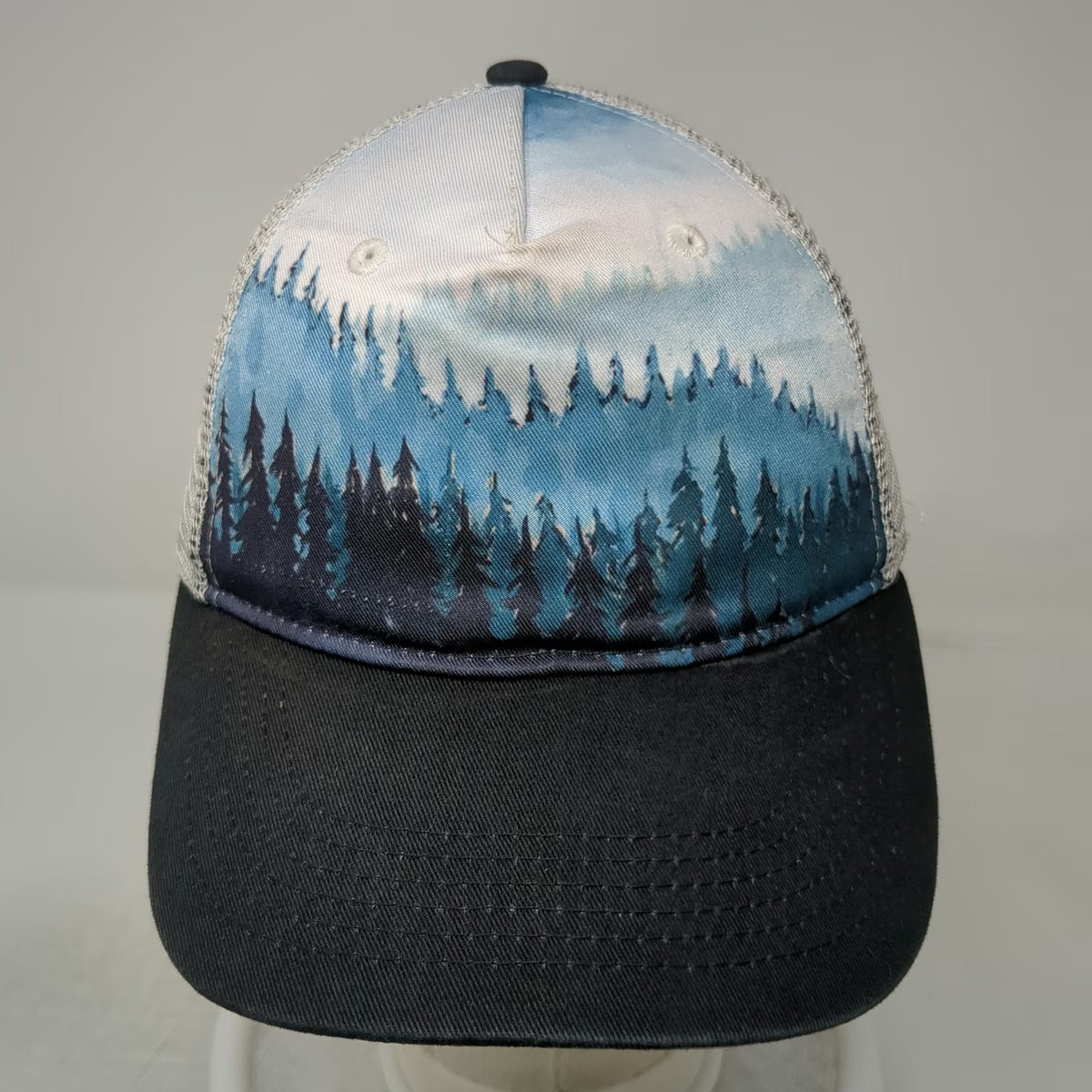 Locale Outdoor Trucker Hat Blue Black Gray OSFM Landscape Forest Mesh Snapback