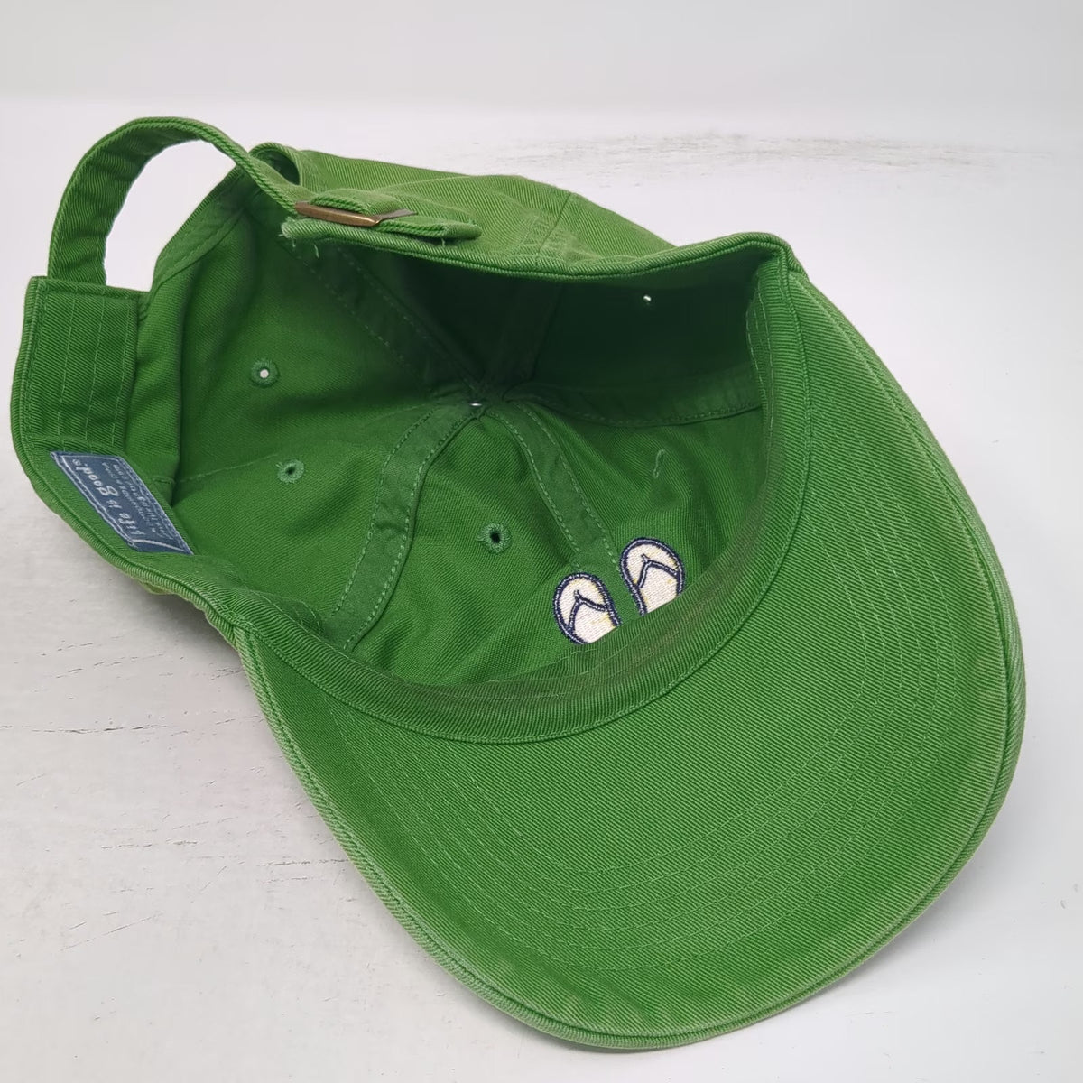 Life is Good Green Yellow Blue Baseball Cap One Size Slideback Flip Flops Hat