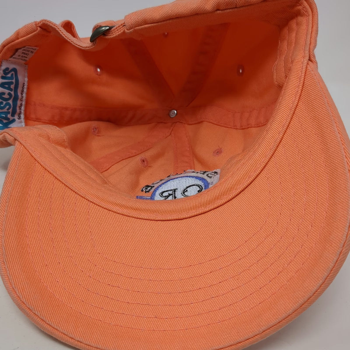 Rascals Baseball Cap Orange One Size Seaside Oregon Elev 13 FT Slideback Hat