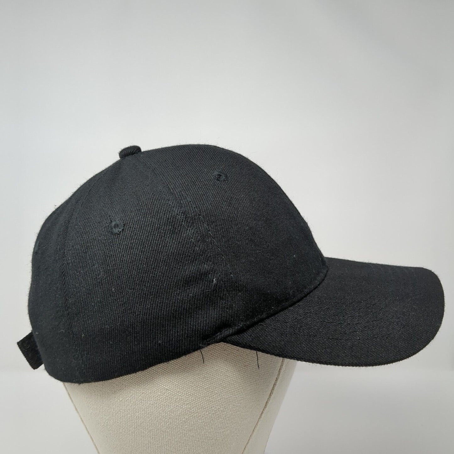 Unbranded Strapback Hat Black One Size 6 Panel Solid Adjustable Blank