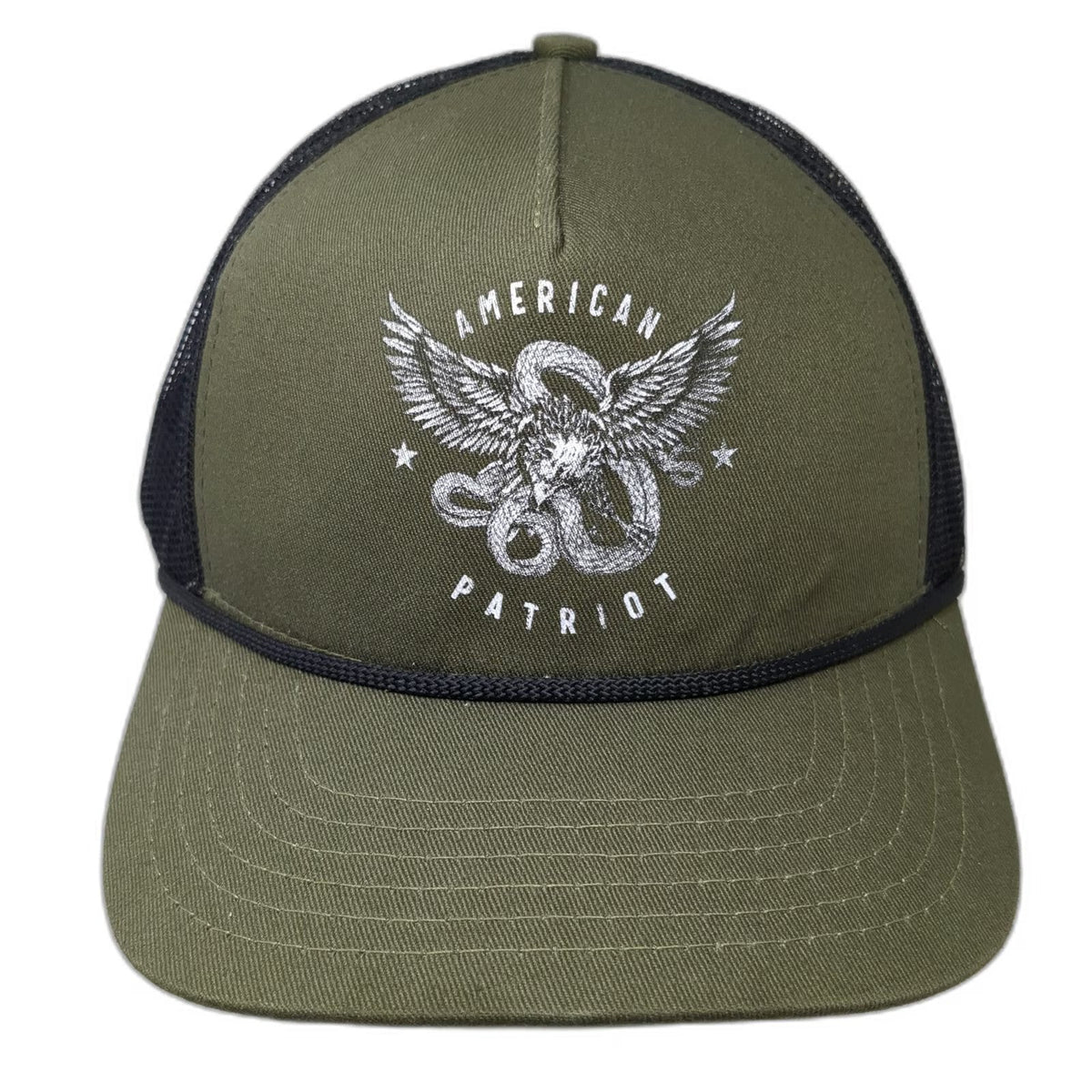 Bass Pro Shops Trucker Hat Green One Size Snapback American Patriot Eagle Rope