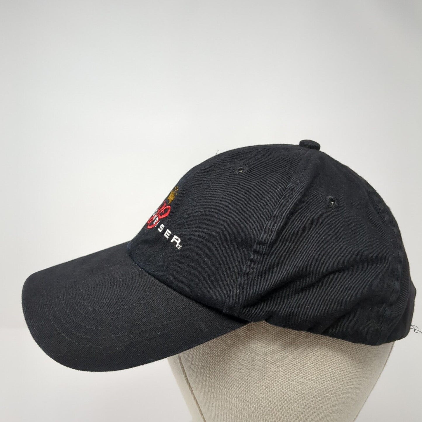 Budweiser Slideback Hat Black One Size Adjustable Embroidered 6 Panel Cotton