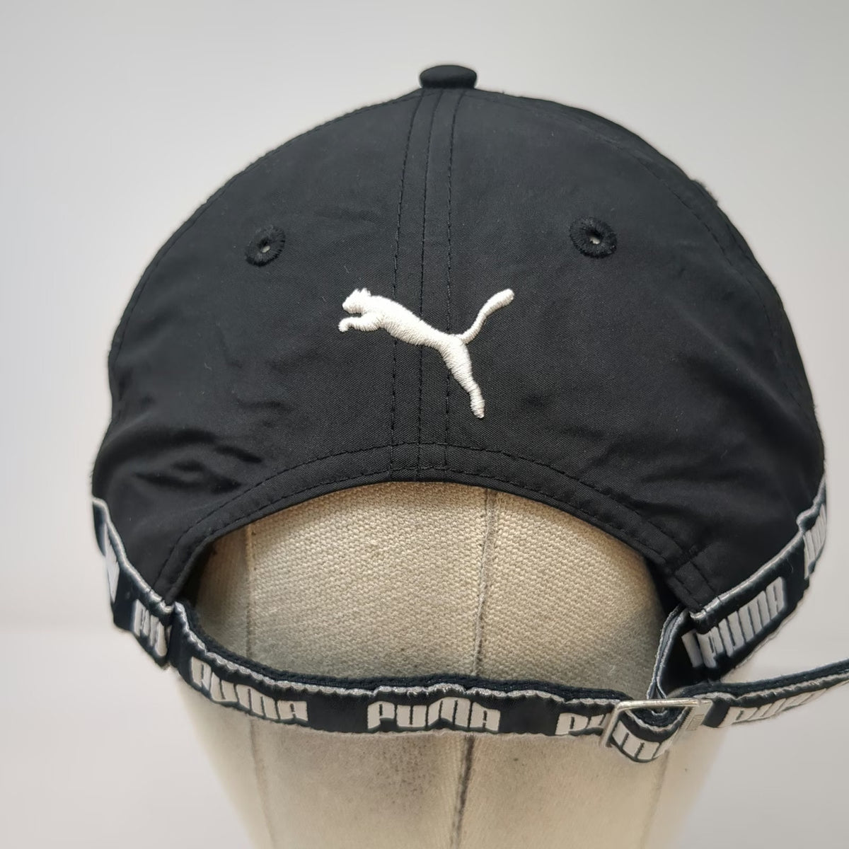 Puma Baseball Cap Black One Size Cat Logo Script Band Slideback Performance Hat