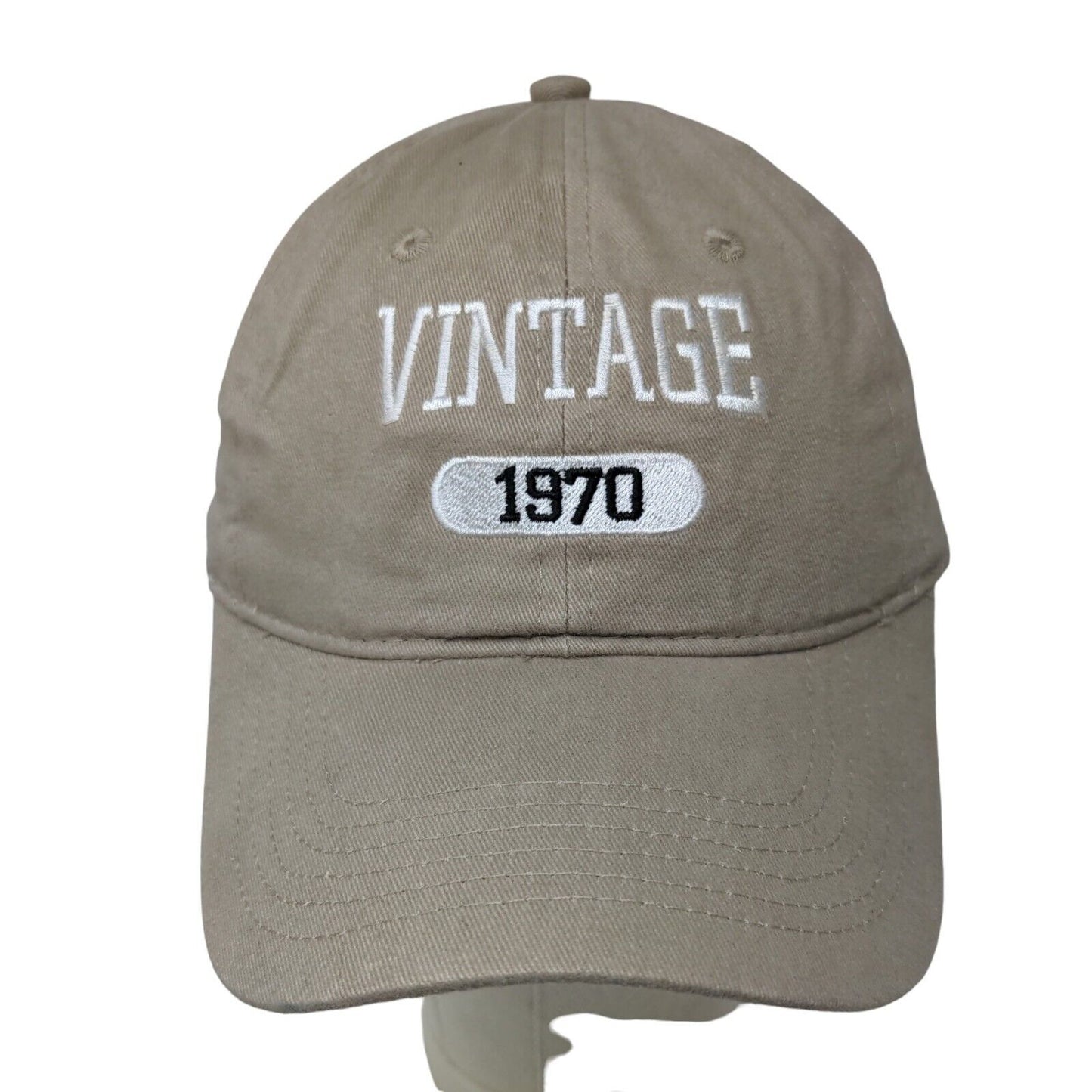 Port & Company Men's Slideback Hat Tan Adjustable Embroidered Vintage 1970 Logo