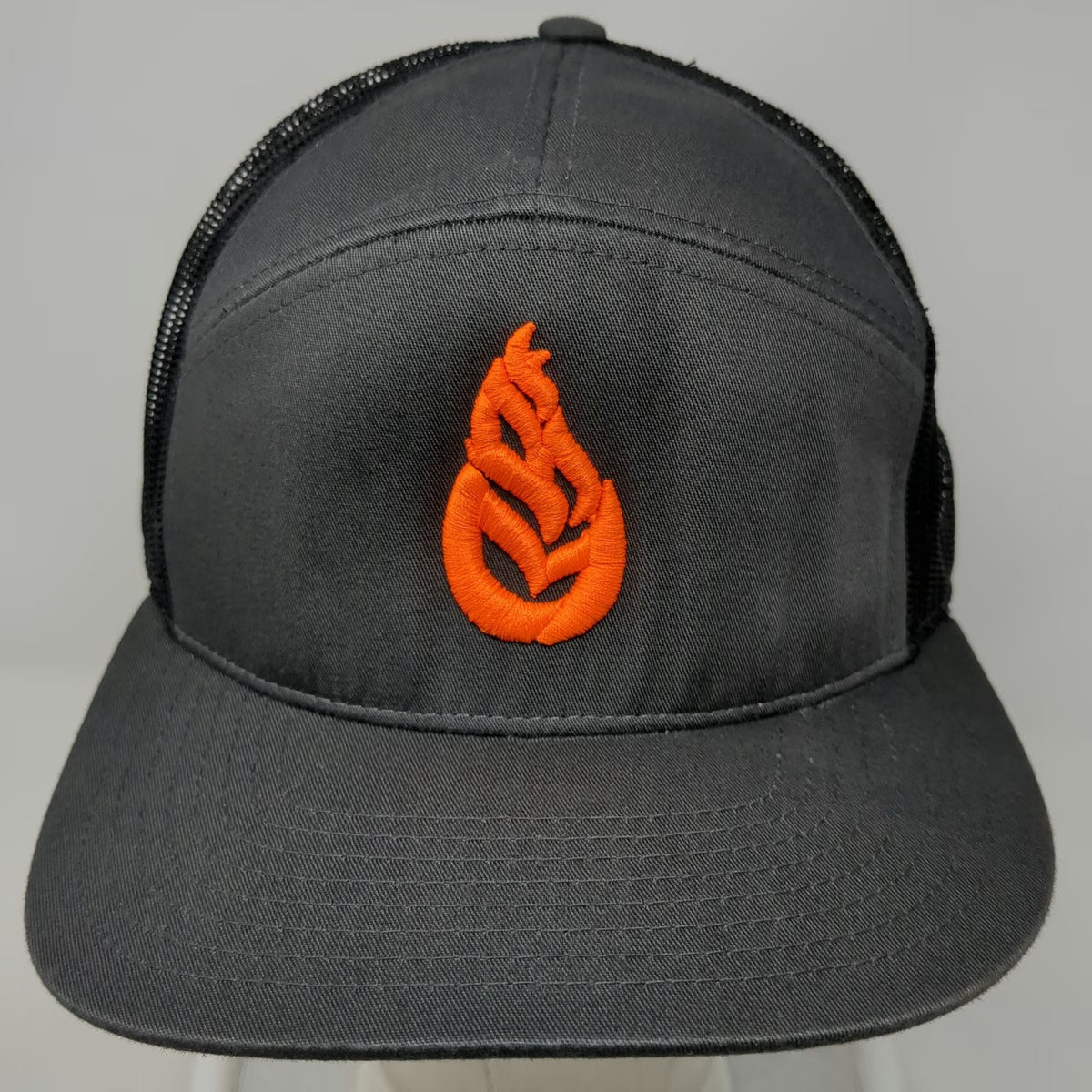 Richardson Trucker Hat Gray Black Orange OSFM Mesh Snapback Burnt River Farms