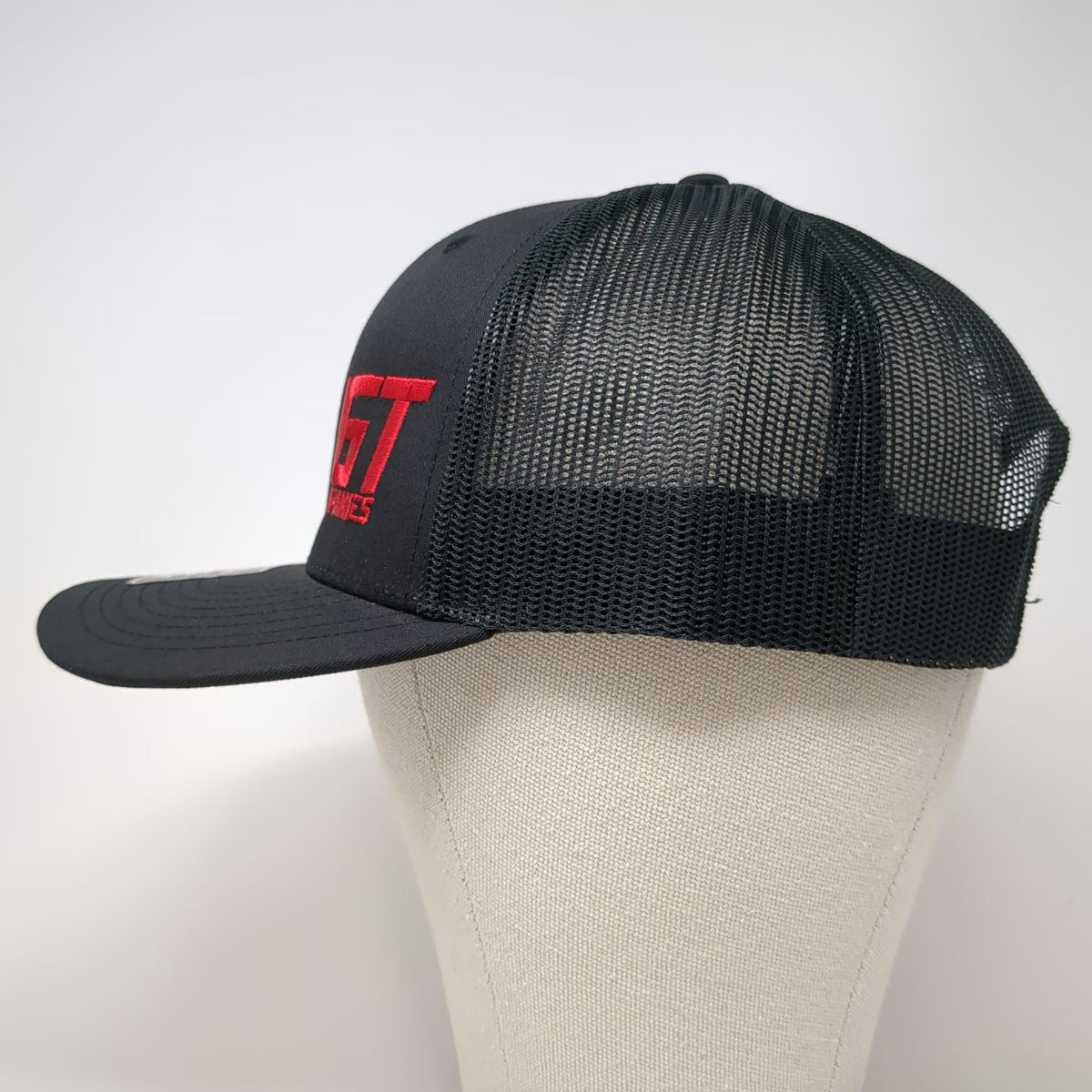 Richardson Trucker Hat Black L Red IGT Companies Logo Mesh Snapback 112 Flag