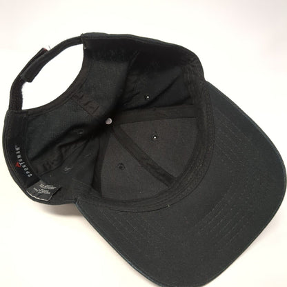 Sportsman Strapback Hat Black One Size Adjustable Vented Holes 6 Panel Blank