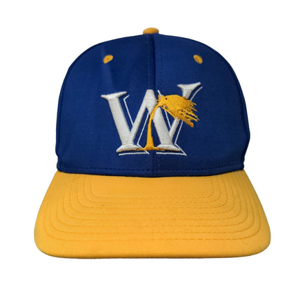 OC Sports Men's Snapback Hat Blue Yellow OSFM Embroidered W Palm Tree Logo