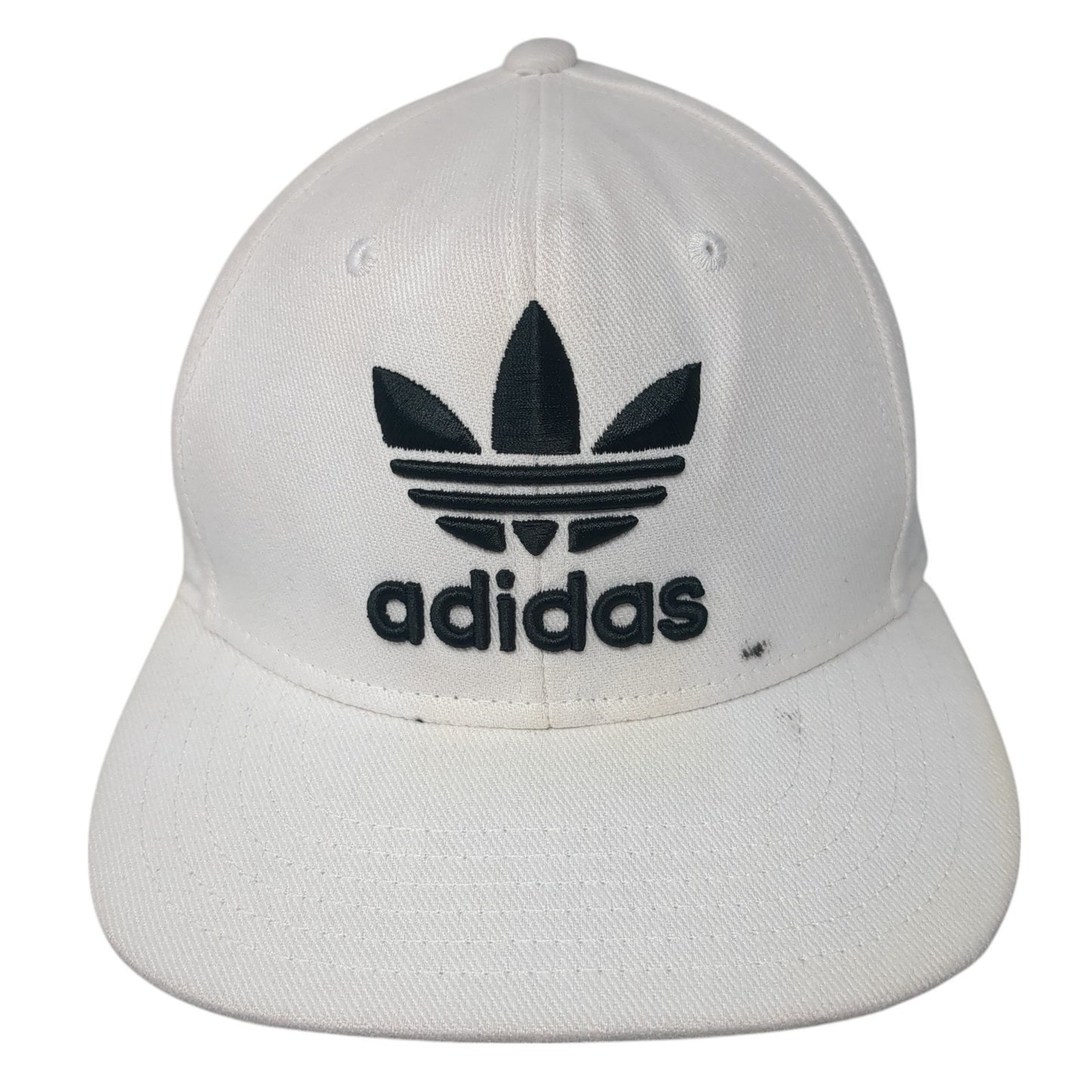 Adidas Snapback Hat White One Size Adjustable Embroidered Trefoil 6 Panel