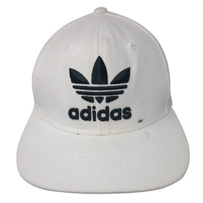 Adidas Snapback Hat White One Size Adjustable Embroidered Trefoil 6 Panel