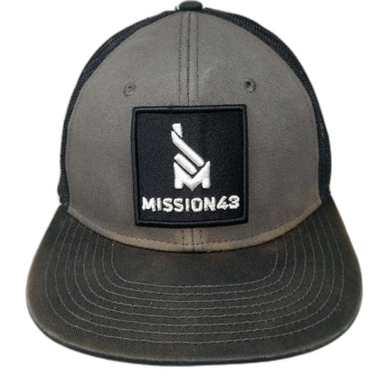 Mission43 Trucker Hat Black One Size Mesh Back Snapback Logo Underbrim Camo