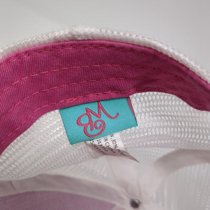 Happy Camper Snapback Trucker Hat Pink One Size Adjustable Mesh Back WB