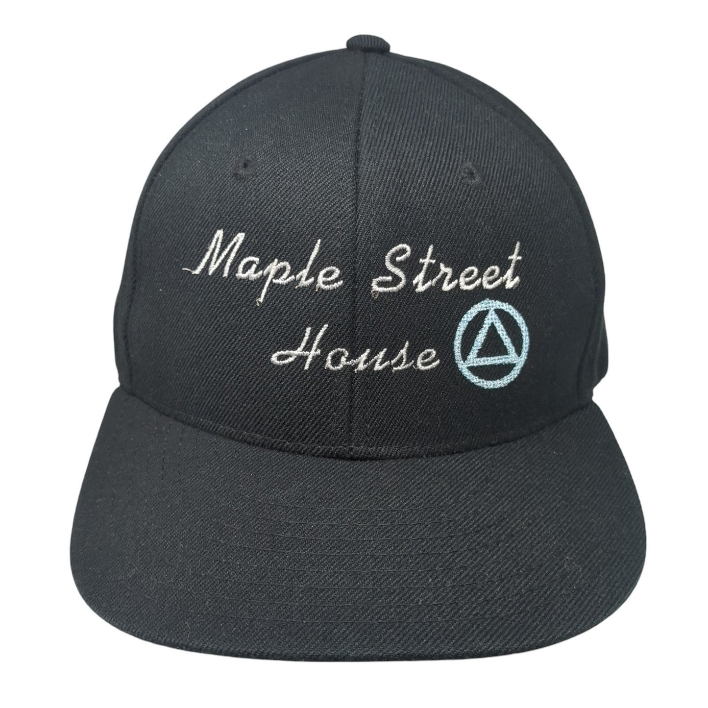 Maple Street House Snapback Hat Black One Size Adjustable Embroidered