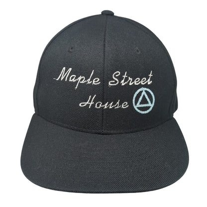 Maple Street House Snapback Hat Black One Size Adjustable Embroidered