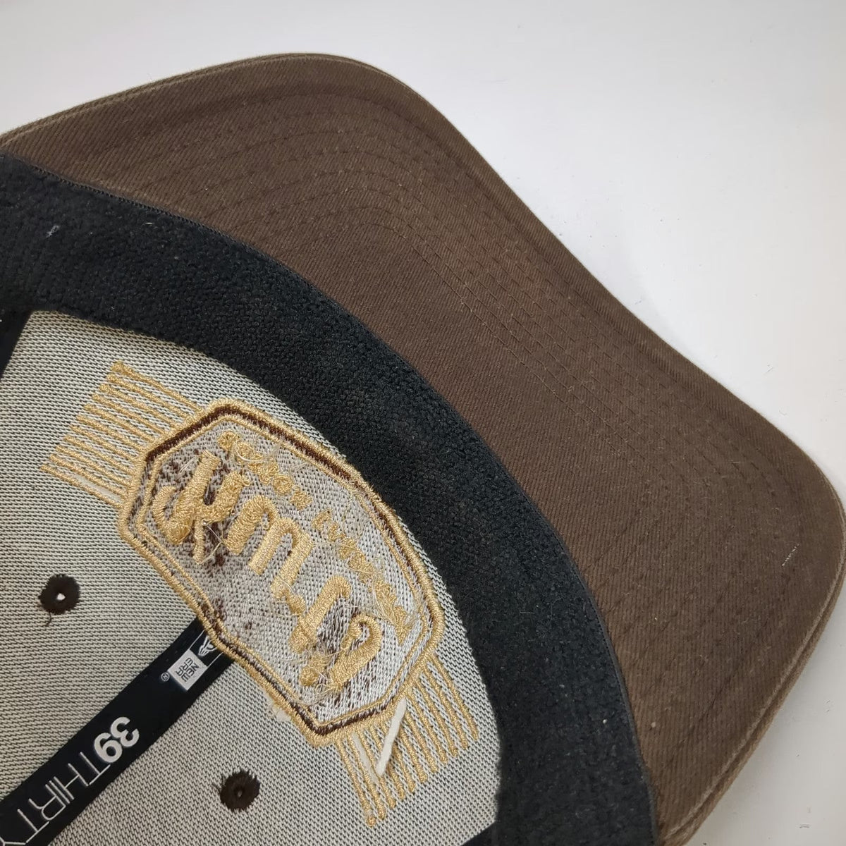 New Era Baseball Cap Brown XL Kurt's Custom Carpentry Mesh Back 39THIRTY Hat