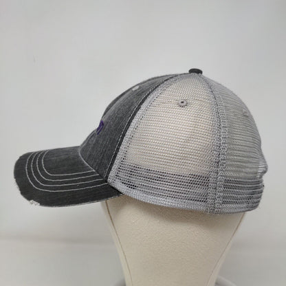 Unbranded Men's Strapback Meshback Hat Gray Embroidered Storm Logo Cotton Blend