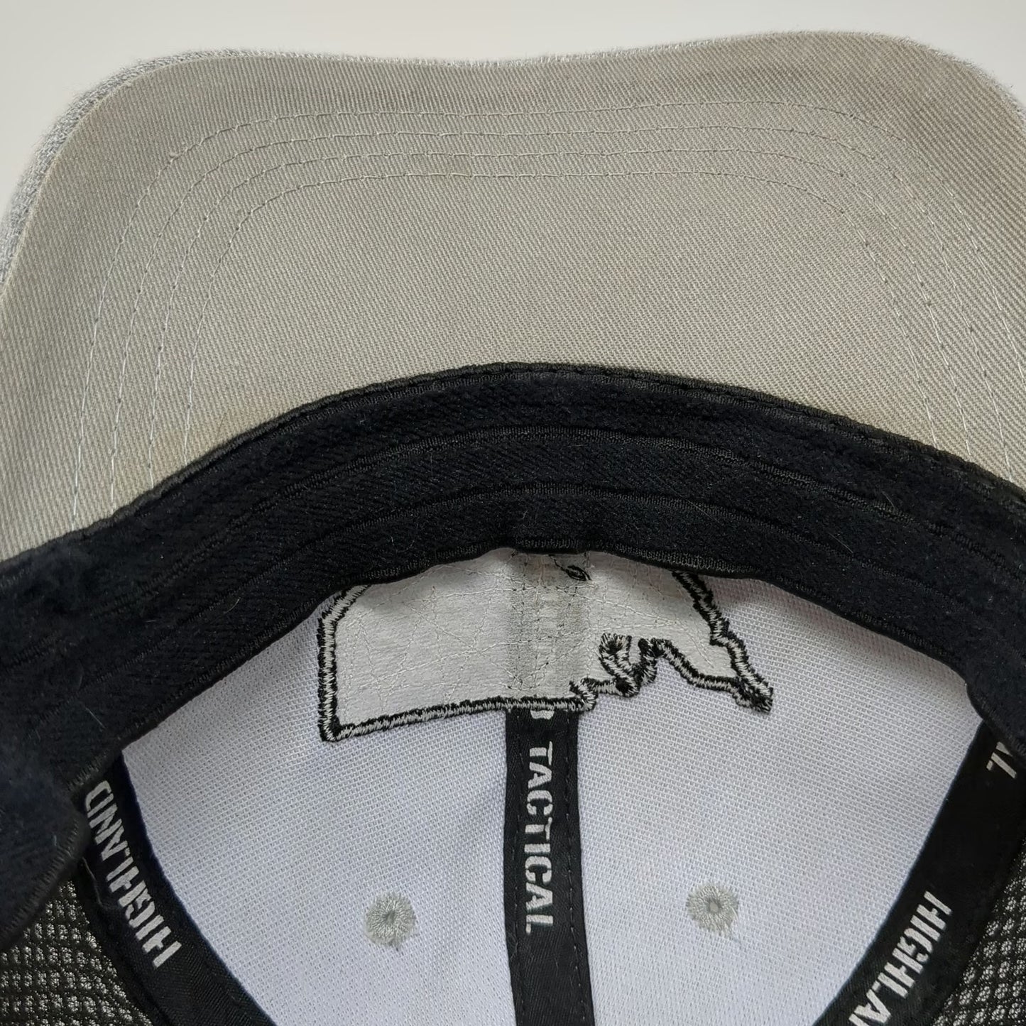 Highland Tactical Baseball Cap Gray Black One Size USA Flag Patch Mesh Back