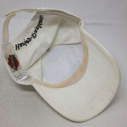 Harley-Davidson 5 Panel White One Size Hat Rhinestone Studded Strapback Cotton