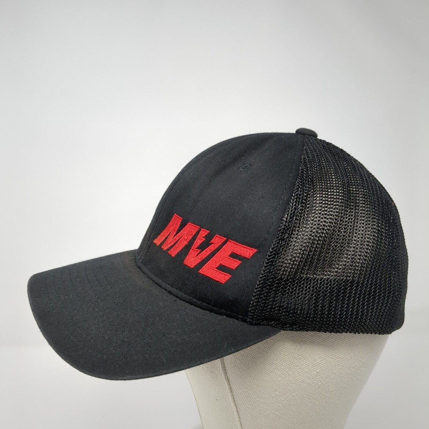 MVE 24/7 Fitted Mesh Back Trucker Hat Black L/XL Flexfit Port Authority