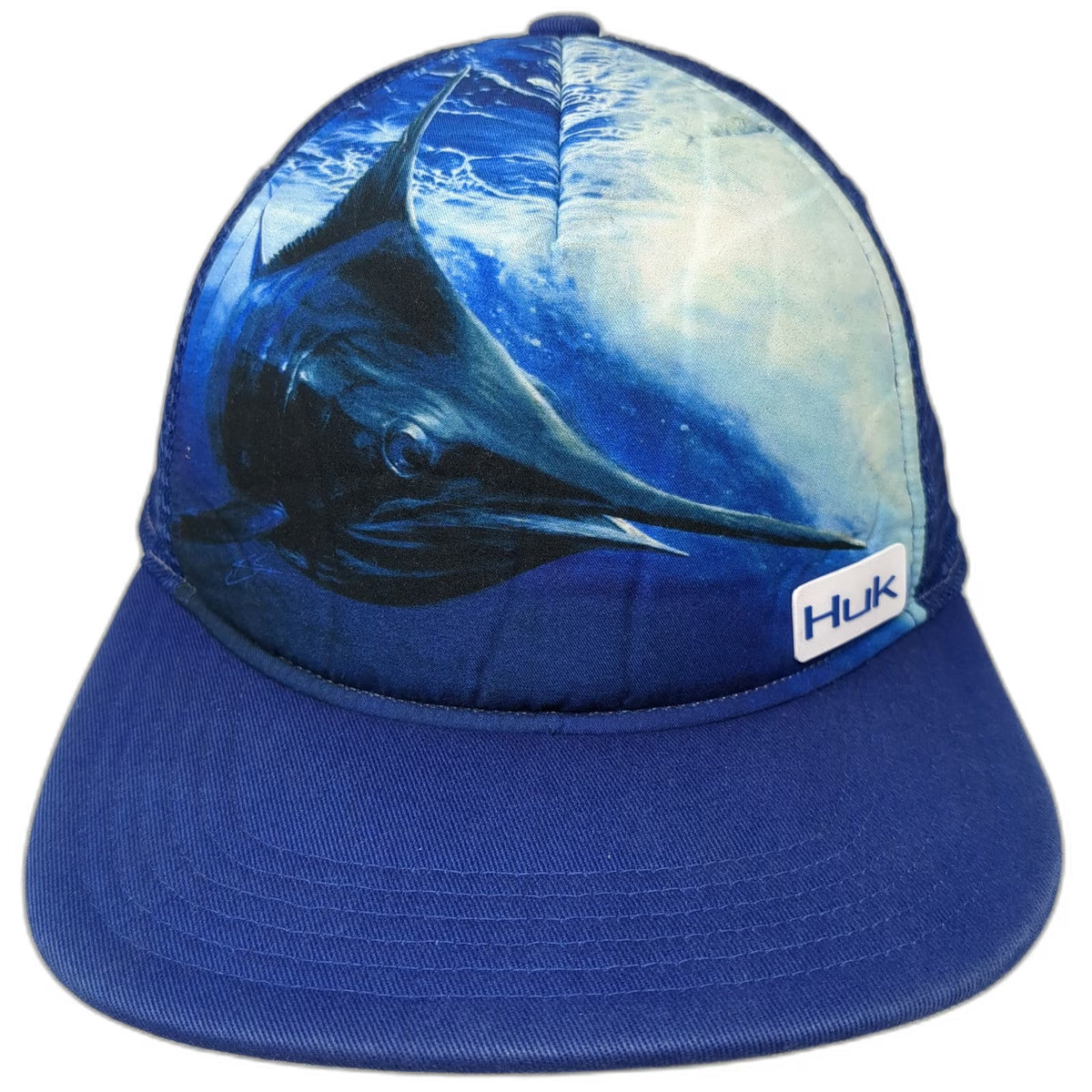 Huk Trucker Hat Blue One Size Marlin Fishing Performance Mesh Back Snapback