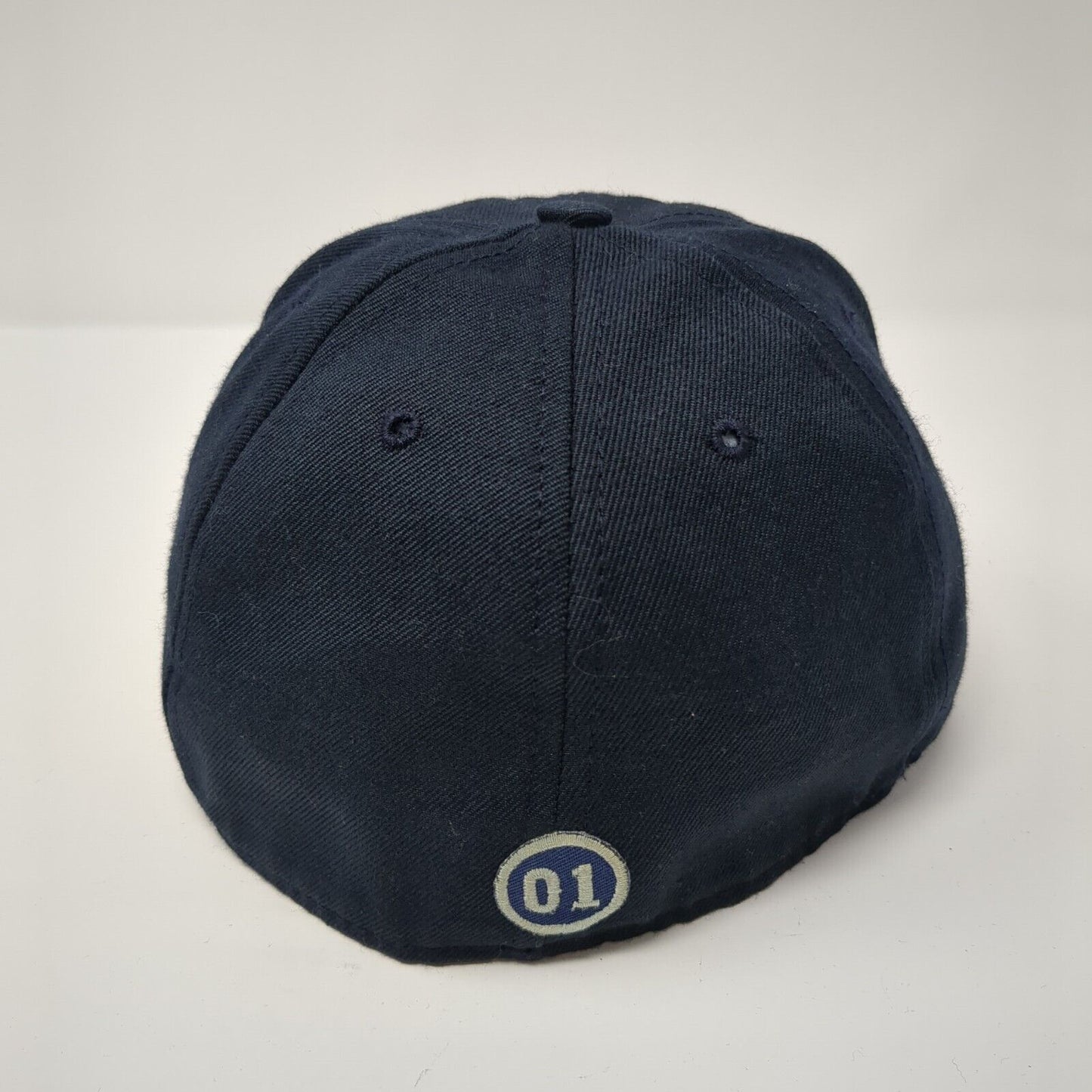 ASA 01 Fitted Hat Blue 6 7/8 Embroidered Solid 6 Panel Vent Holes Roxxi