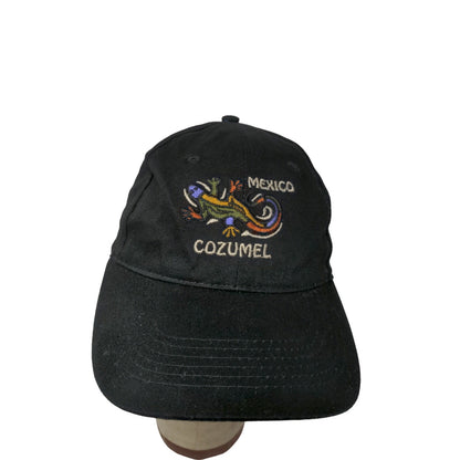 Cozumel Mexico Strapback Hat Black Embroidered Lizard Logo DKPS Gorras