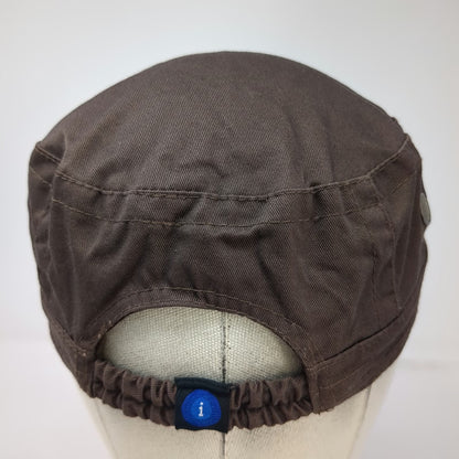 Isotoner Army Cap Brown One Size Horse Embroidery Elastic Back Hat Flat Top