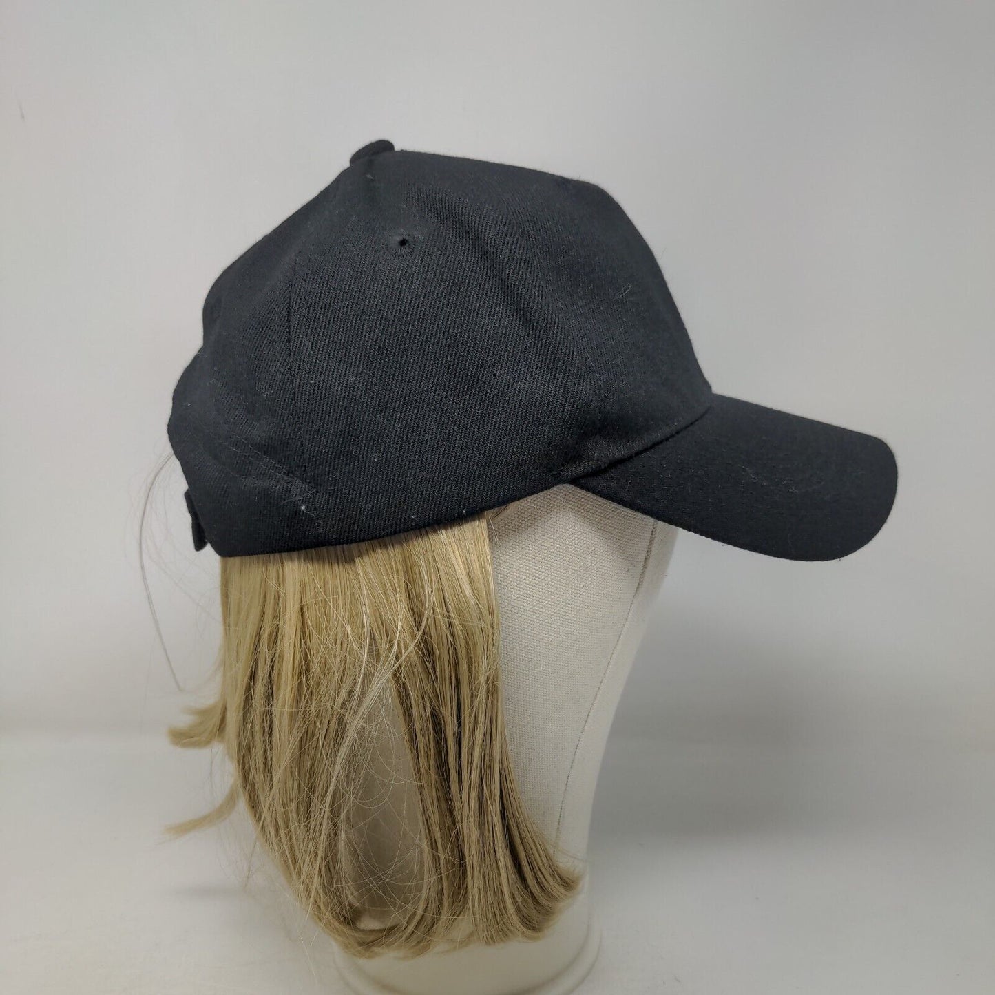 Unbranded Strapback Hat Hair Wig Black One Size 6 Panel Vent Holes