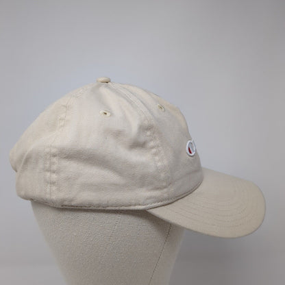 Champion Slideback Hat Tan One Size Adjustable Embroidered Vented Holes 6 Panel