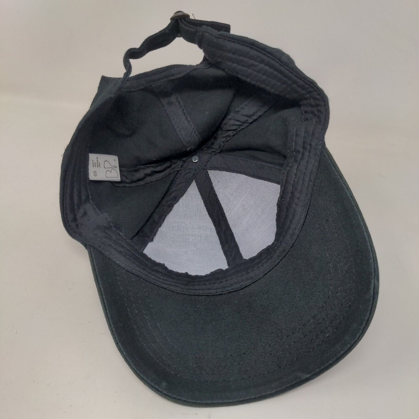 BP. Slideback Hat Black One Size Adjustable Vented Holes 6 Panel Blank