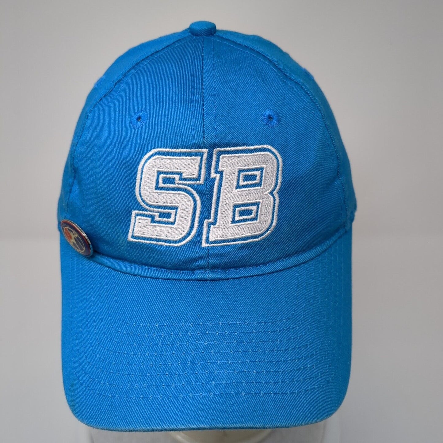 SB Softball League Strapback Hat Blue OS Adjustable Embroidered Port & Company