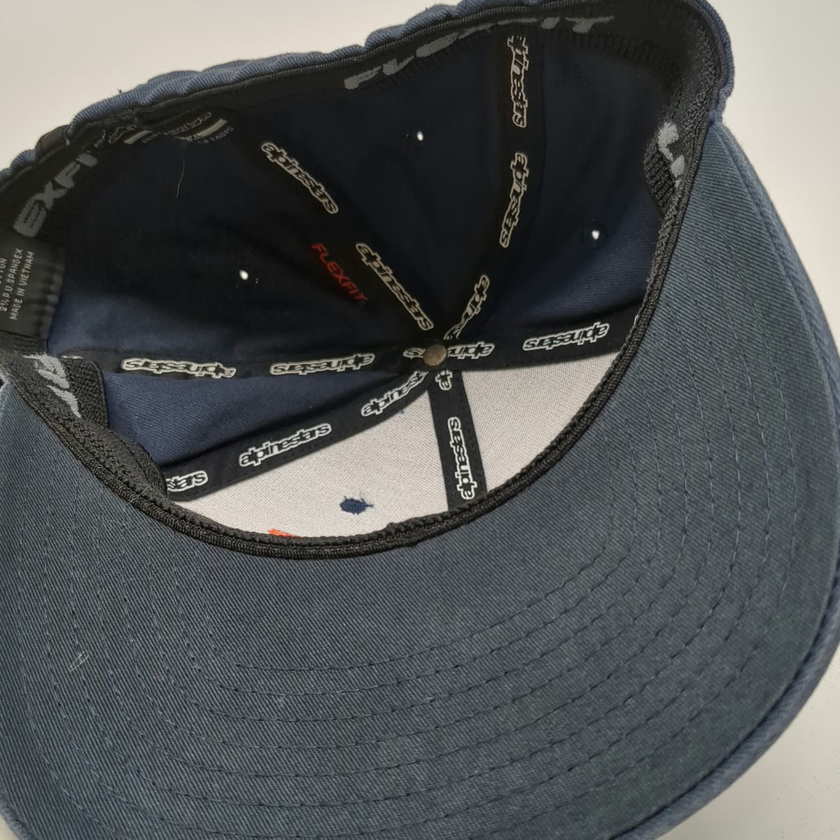 Alpinestars Baseball Cap Blue XL Orange Logo Flexfit Hat Cotton Spandex Moto