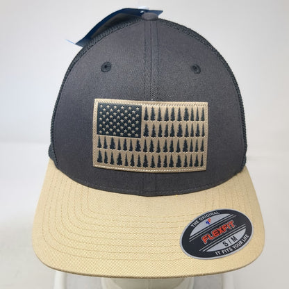 Columbia Baseball Cap Gray M Mesh Back Pine Tree Flag Patch Outdoor Hiking Hat