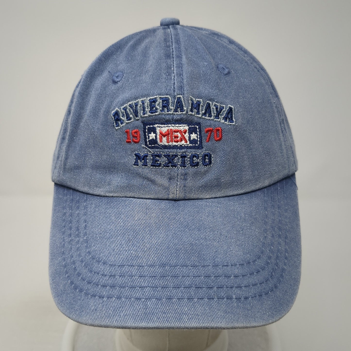 Riviera Maya Mexico Strapback Hat Blue One Size Embroidered 6 Panel