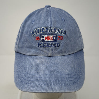 Riviera Maya Mexico Strapback Hat Blue One Size Embroidered 6 Panel