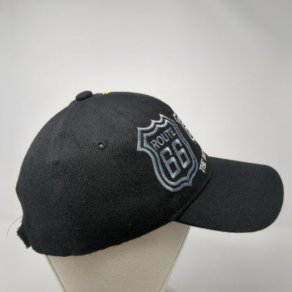 Route 66 The Mother Road Strapback Hat Black One Size Adjustable Embroidered