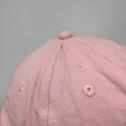 Happy Face Flower Strapback Hat Pink One Size Adjustable Embroidered 6 Panel