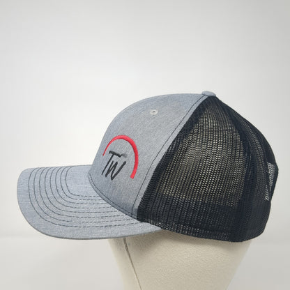 TW Snapback Mesh Back Trucker Hat Gray One Size Embroidered Logo